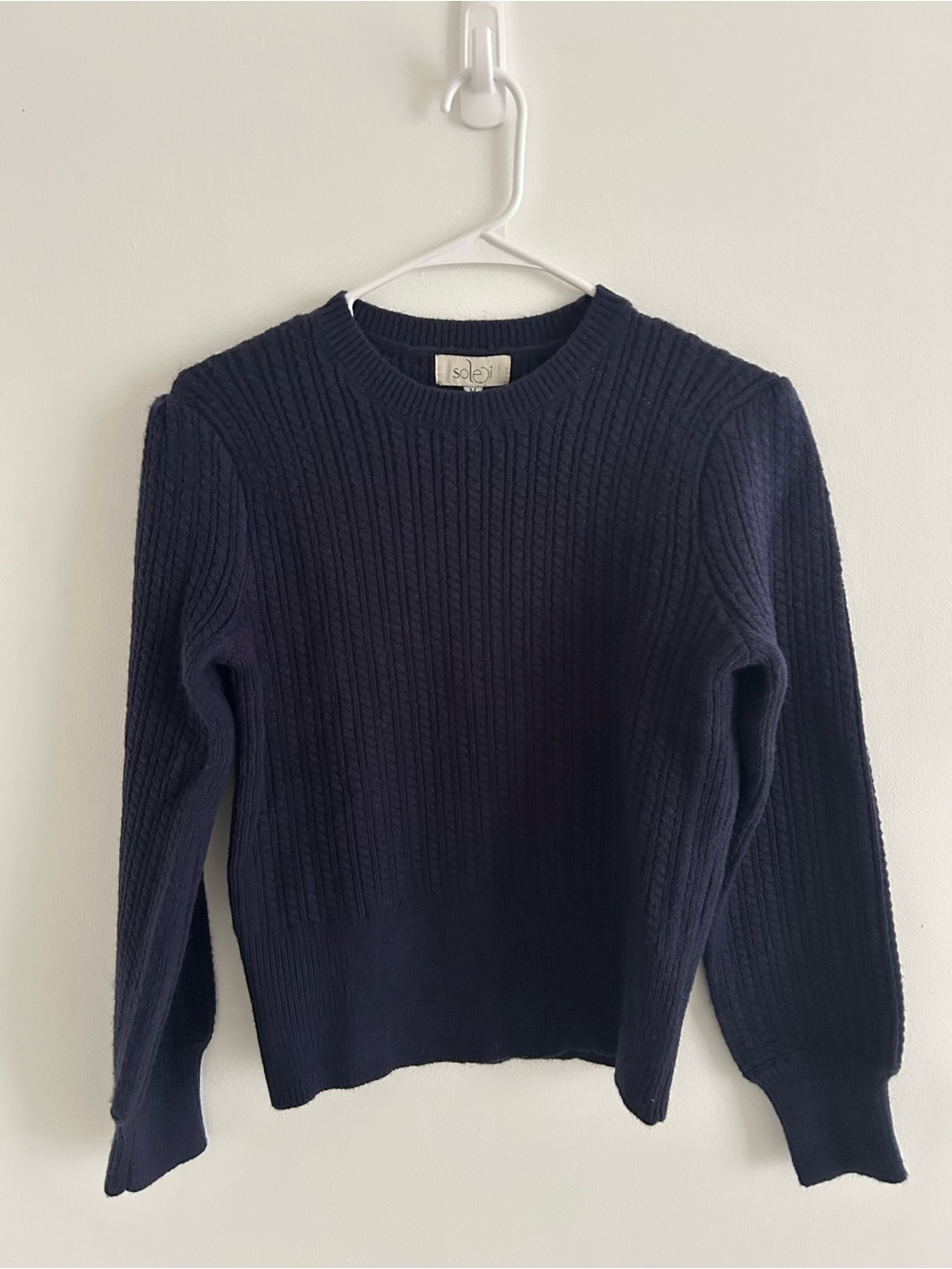 Navy Ribbed Crewneck Sweater - Women's